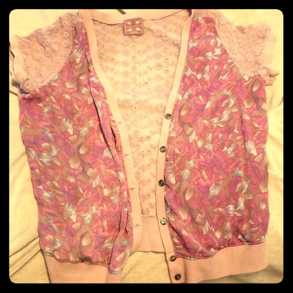 Free People Flowery Cardigan